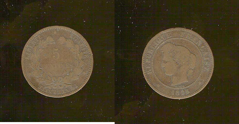 5 centimes Ceres 1896A torch VG